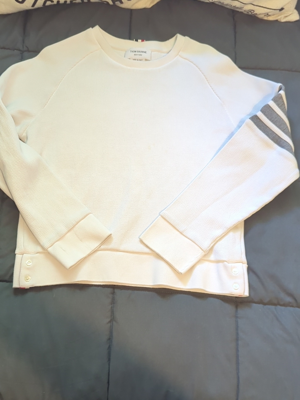 Authentic Thom Browne Cream Waffle-Knit Sweater Size‎ 2 (Small) - Made In Italy